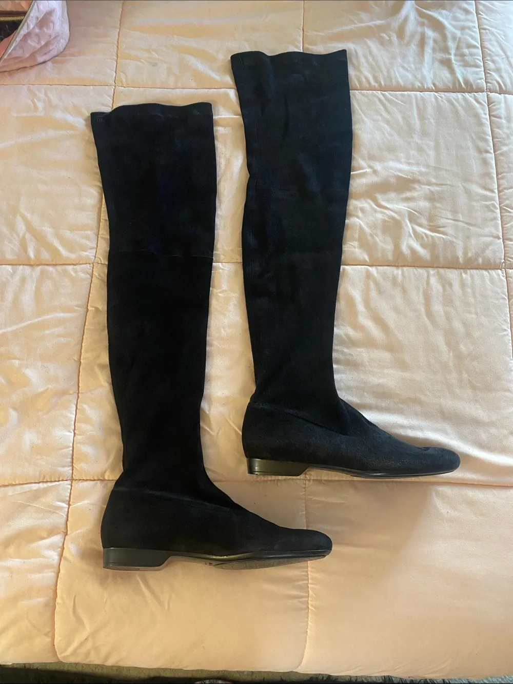 Robert Clergerie Black Suede Over-the-Knee Boots